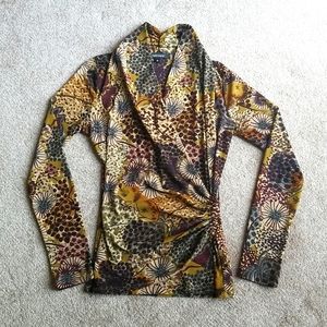 Women's Stretchy Wrap Blouse Sz M